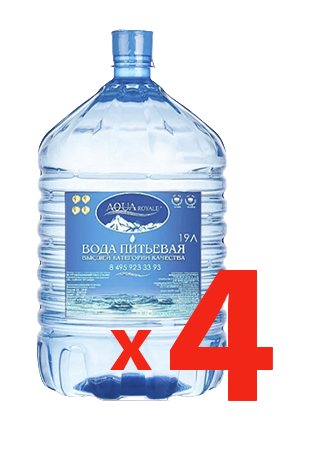 Вода Aqua Royale одноразовая 19л – 4 бутыли